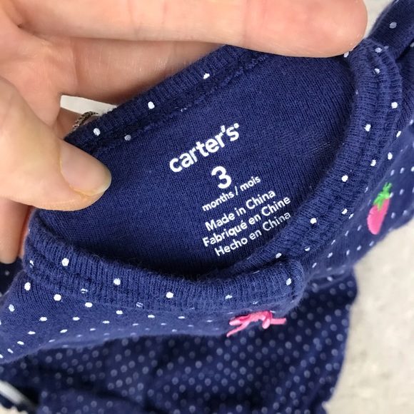 Carter’s Snap Front Strawberry Romper Polka Dot 3M - Picture 3 of 3